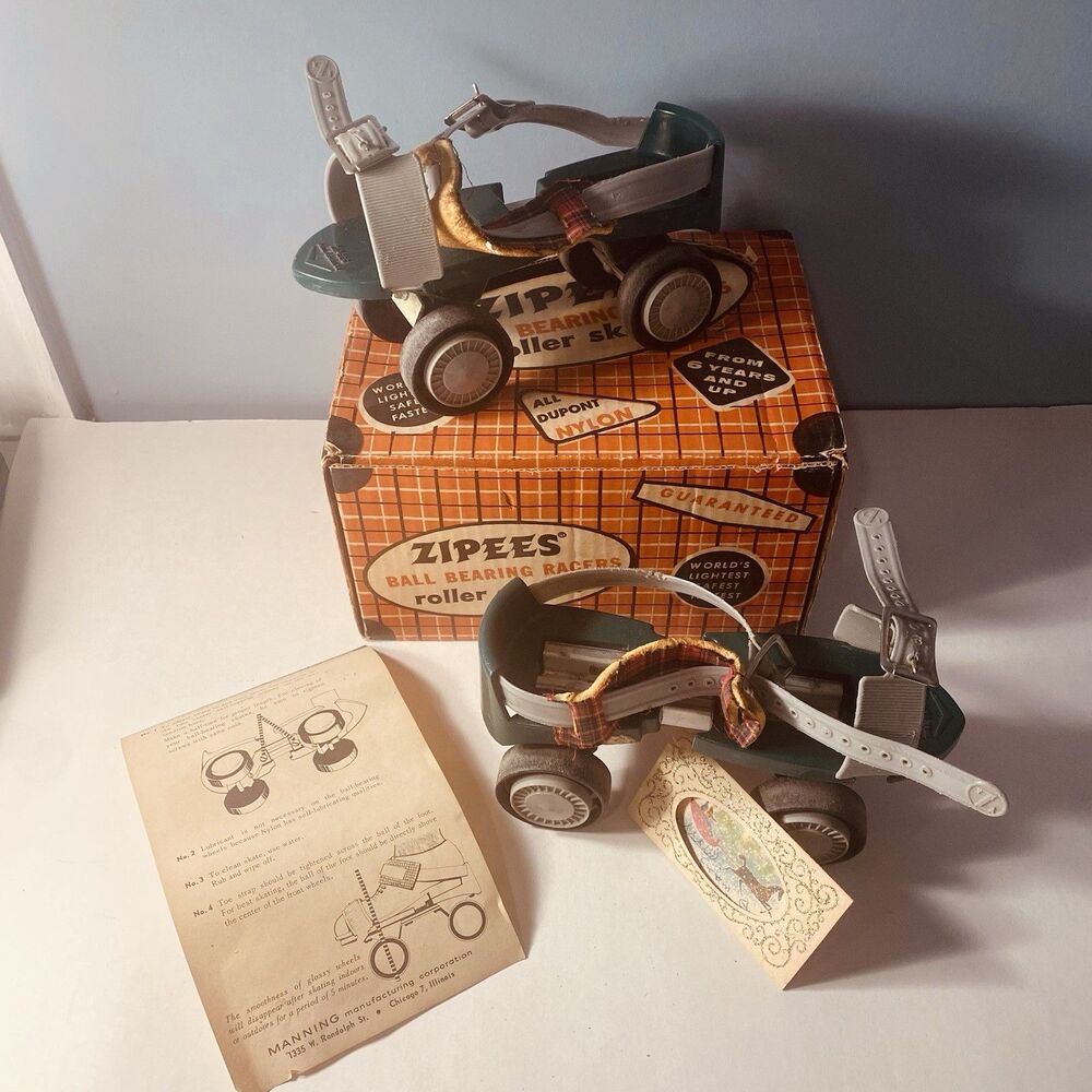 Vintage Zipee Roller Skates  Adjustable Mid Century Retro Prop metal W Box Gift